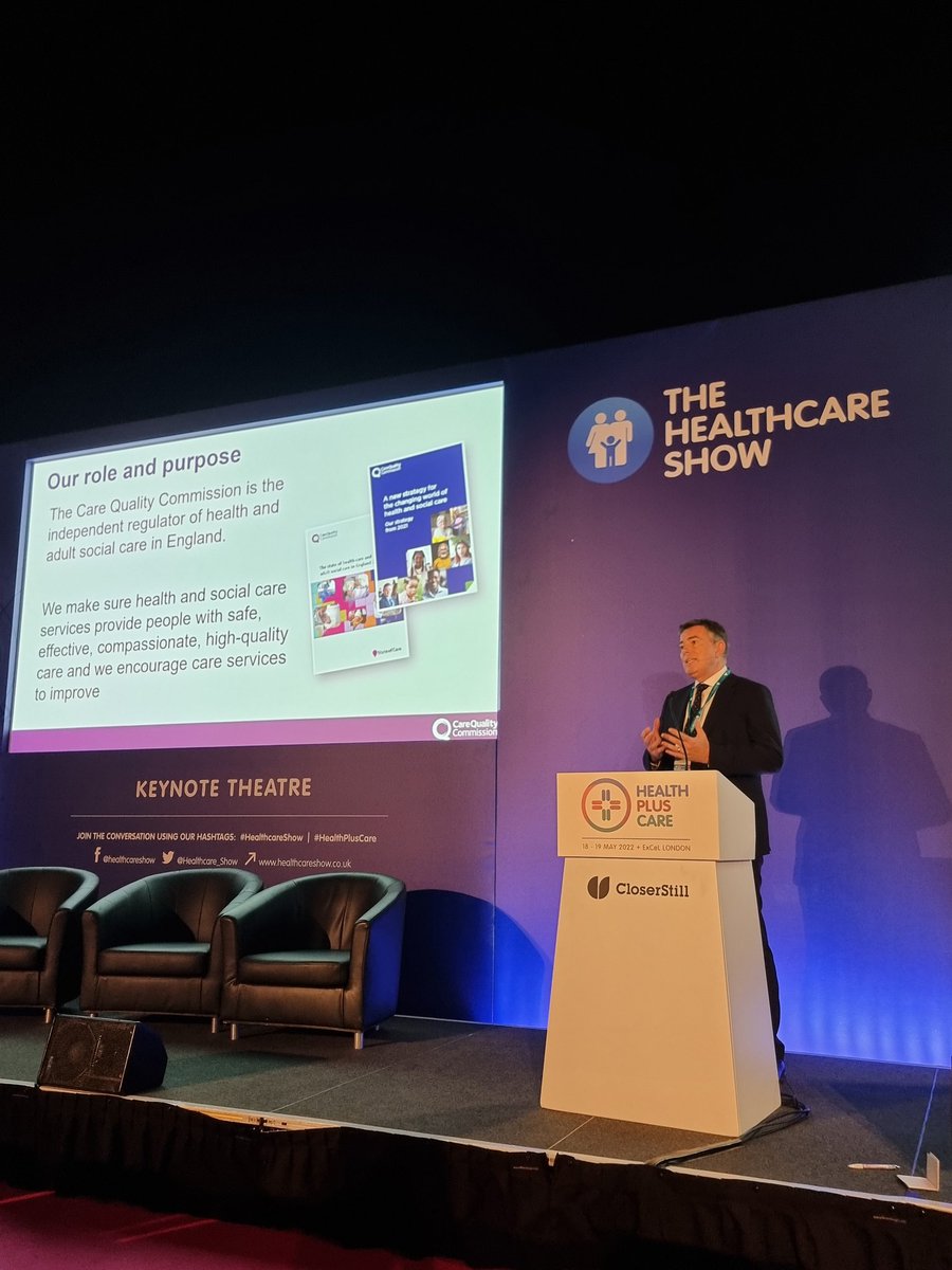 Great to have our CEO Ian Trenholm @ict22 speak in the Keynote Theatre today on Evolving Regulation in a time of recovery.
<a href="/Healthcare_Show/">The Healthcare Show</a> @ResHomeCareShow  <a href="/DHS_London/">Digital Healthcare Show</a> 
#HealthPlusCare