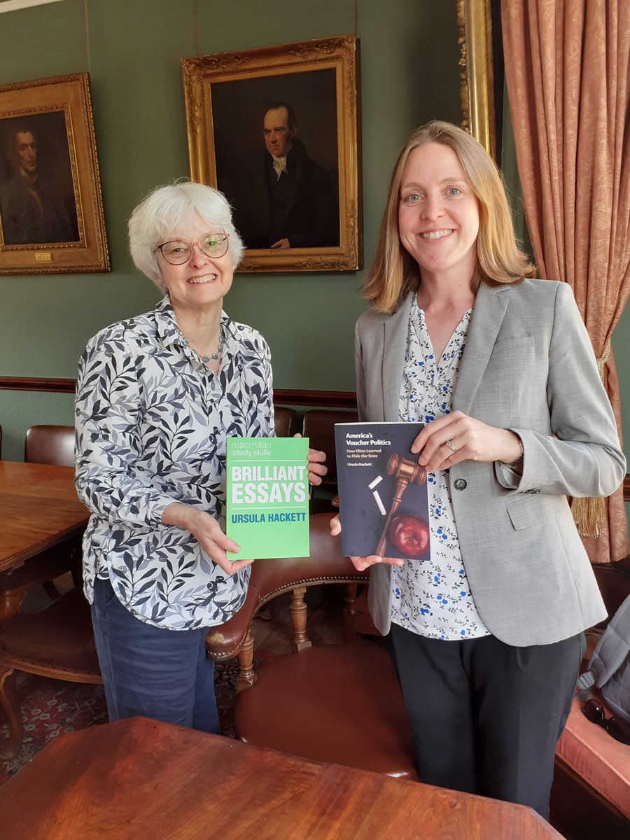 We were delighted to welcome alum Dr @UrsulaBHackett (DPhil Politics 2011) back to college this week, when she presented signed copies of her latest books to the Library. Dr Hackett, Senior Lecturer in Politics @RoyalHolloway, is seen here with Senior Tutor, Prof Lesley Smith.