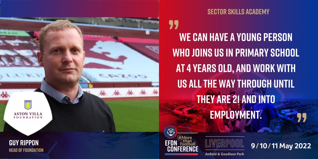 EFDN_tweets's tweet photo. At our 17th #EFDNConference, @guyrippon of @AVFCFoundation explained their Sector Skills Academies, an Employability programme focused on careers in hospitality & catering, health and social care and sports coaching.
#Morethanfootball
#CSRinFootball https://t.co/Ax3sFEu3eo