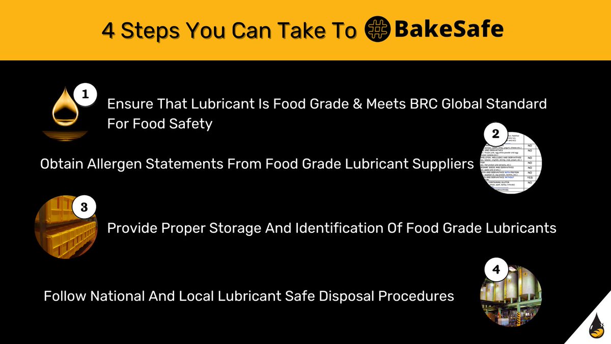 ChainGuardLubes's tweet photo. We can start you off on the right track. 🍞  

Check ALL 4 boxes by purchasing H1 Food Grade Lubricant &amp; request an Allergen Statement along with a Safety Data Sheet to ensure proper handling! 

#BakeSafe today! ➡️ https://t.co/DmgYTjAf2v

#FoodandBeverage #IndustrialBaking https://t.co/TLl0XtSGnt