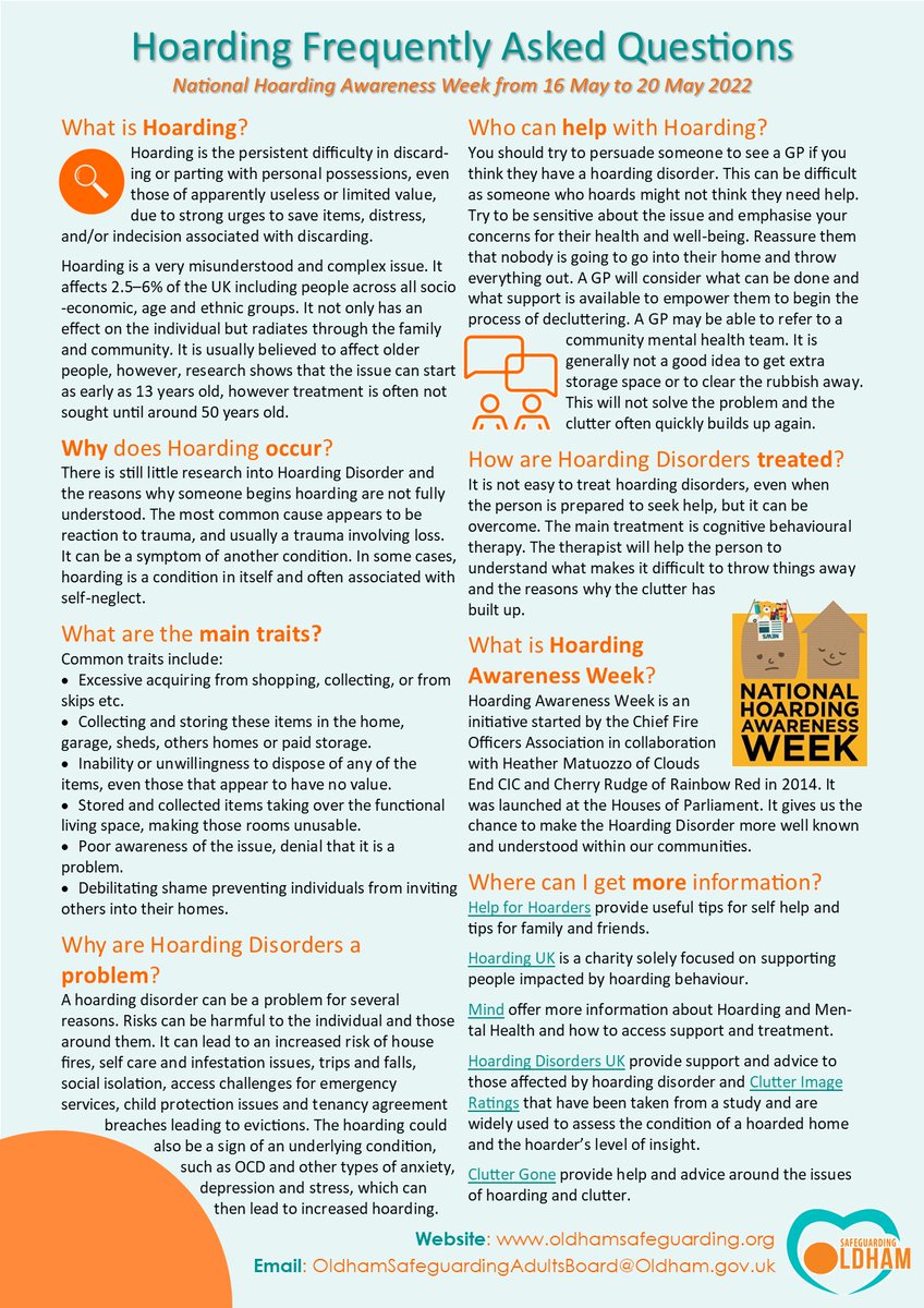 OSAB have been working together to support individuals who experience hoarding. For Hoarding Awareness Week #HAW2022, 100+ local professionals signed up for training to increase their understanding of the condition & local support. Read Hoarding FAQs here: osab.org.uk/cms-data/depot…