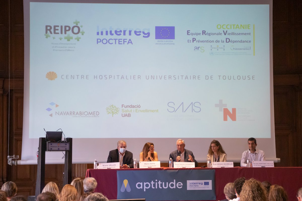 CHUdeToulouse's tweet photo. Introduction du #workshopFinalAptitude au @CHUdeToulouse par Pr @brunovellas, Dr @martinezvelilla, Dr @SalvaAntoni, Dr @evaherasmuxella & Pr Maria Soto !
Échange et bilan autour du projet @aptitudenetwork, pour la #prévention de la #dépendance chez les #seniors ! 🧓👴 https://t.co/wZydXqY0RS