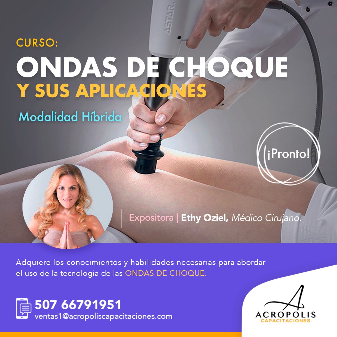 AcropolisEdu's tweet photo. Inscríbete en nuestro próximo Curso Virtual:ONDAS DE CHOQUE Y SUS APLICACIONES
Con: Ethy Oziel | Médico Cirujano. Especialista en Medicina Física y Rehabilitación. #Curso #Cursovirtual #terapiatecnológica #terapiamuscular #salud #fisioterapia #ondasdechoque #Panamá #SaludPanamá https://t.co/VDc377KSHF