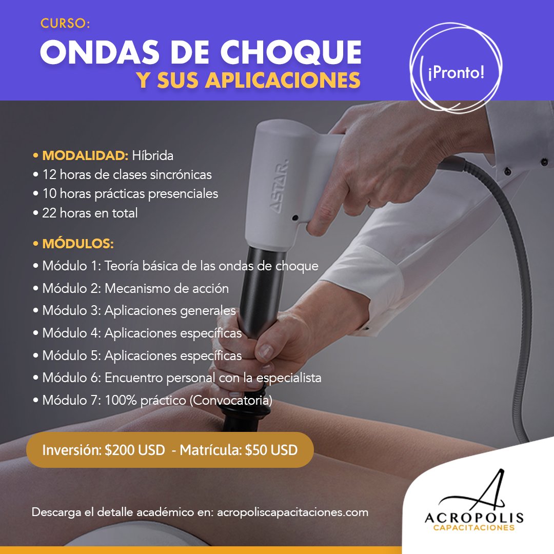 AcropolisEdu's tweet photo. Inscríbete en nuestro próximo Curso Virtual:ONDAS DE CHOQUE Y SUS APLICACIONES
Con: Ethy Oziel | Médico Cirujano. Especialista en Medicina Física y Rehabilitación. #Curso #Cursovirtual #terapiatecnológica #terapiamuscular #salud #fisioterapia #ondasdechoque #Panamá #SaludPanamá https://t.co/VDc377KSHF