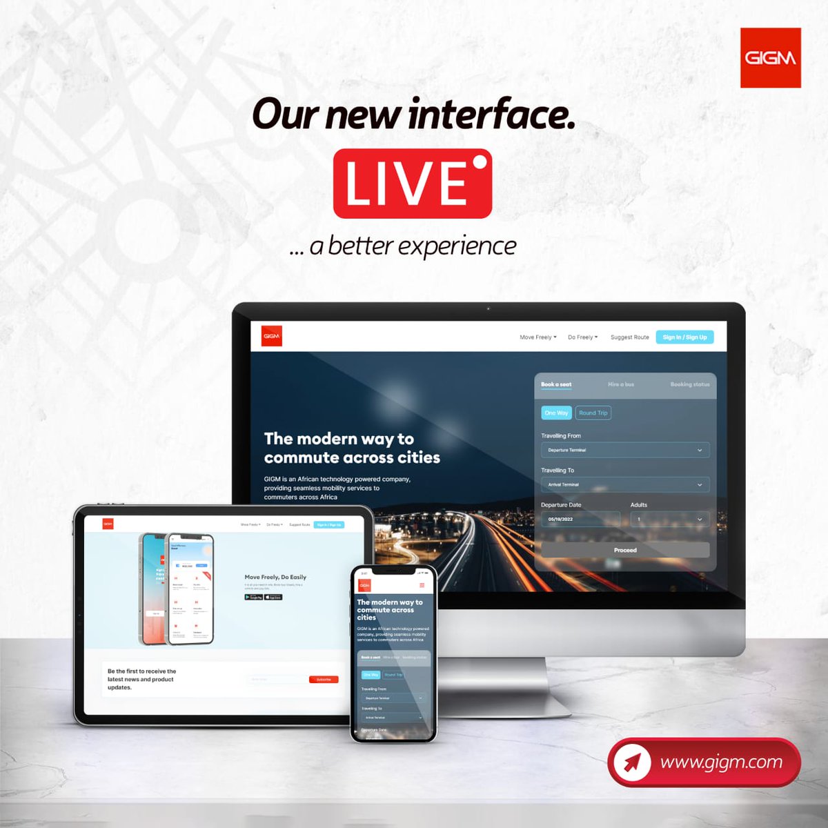 GIGMobility's tweet photo. We are excited to announce that we have launched our new website interface.
Our new website reels you into a wholesome, shiny and soothing smooth booking experience.
How did you feel when you saw the new feel? Share in the comment section below.
#Movefreely with #GIGMobility https://t.co/PmTFfK2mfv