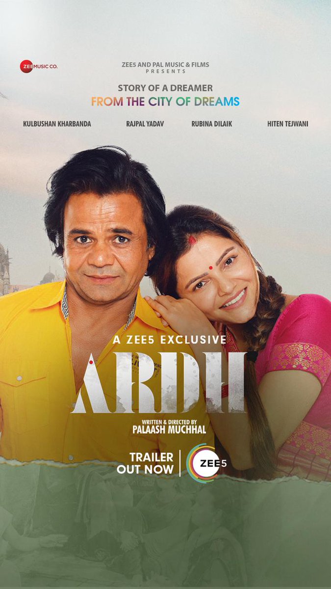 ARDH' TRAILER... Music composer #PalaashMuchhal turns director with #Ardh unveils trailer out now... Starring, bigg boss winner #RubinaDilaik and #RajpalYadav... Premiere 10 June on Zee5... #ArdhonZEE5 #ArdhTrailer: youtu.be/q-b8ywtjCl8