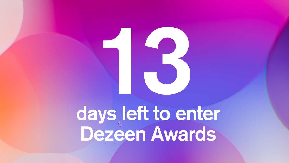 There are only 13 days left until entries close for Dezeen Awards 2022. Enter before midnight on 1 June!

Follow the link to sign in and submit your entry: dezeen.com/awards/signup/…
 
#dezeenawards #architecture #interiors #design