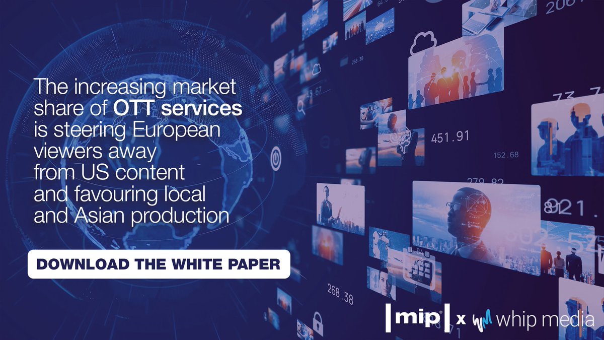 The rise of #OTT platforms is changing what European viewers are watching, favouring non-US productions. Download #MIP's whitepaper "The Rise of OTT Platforms is Changing the Balance of Programming in Europe" in partnership w/ Whip Media to learn more: ow.ly/Sswl103FGBv