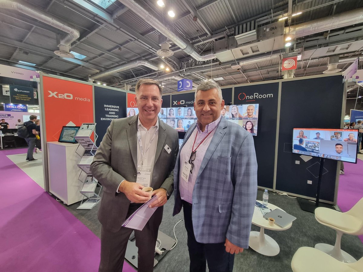 X2Omedia's tweet photo. We had a great day at @LearnTechFR yesterday, and it was lovely to see @DonaldHTaylor.
The X2O Media team are ready for day 2️⃣ come and say hello 👋🏻 and see a demo of X2O OneRoom.
➡️ Porte De Versailles, Hall 3, Booth G34 🇫🇷
#learningtechnologies2022
#ltfrance #hybridtraining https://t.co/2ec8jXypiI