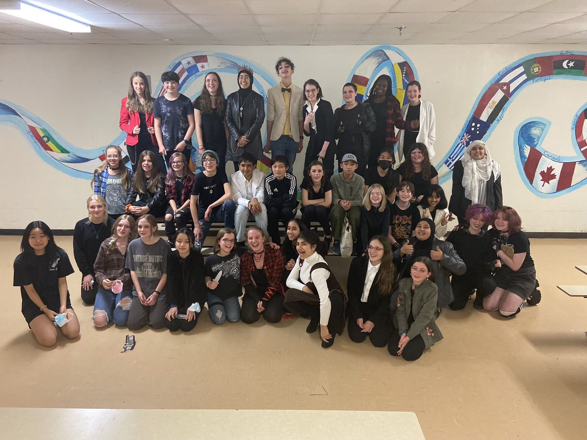 mrs_chater's tweet photo. A punk styled feminist retelling of Shakespeare’s Macbeth by @RLJH_HRSB So proud of our wonderful cast and crew who worked so hard these past six months and put on an excellent show last night. 1/3 performances complete! @HRCEArts_CPA https://t.co/6cbXxm5EPv