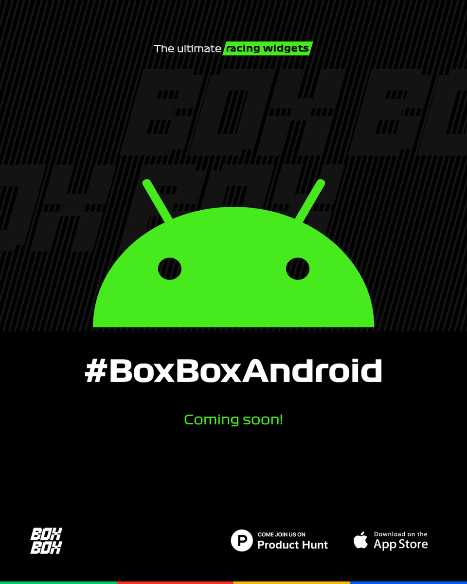 BoxBox_Club's tweet image. Thank you! 

We are coming soon to Android!
#BoxBoxAndroid #BoxBox #TheUltimateFormula1Widge