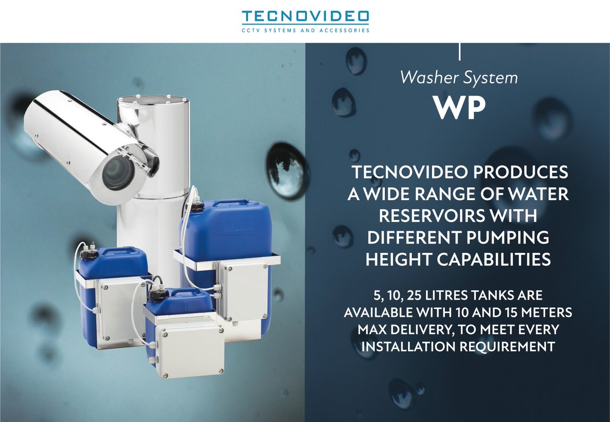 tecnovideo's tweet photo. When using a camera with wiper, an essential and very important part of the system is the washer system, usually made by a tank with pump.
➡️ 5, 10 and 25 Litres reservoir capacity
➡️ Float Switch
➡️ Suitable for Tecnovideo or third party camera integrations
#cctv #washersystem https://t.co/WMKEBzKpkV