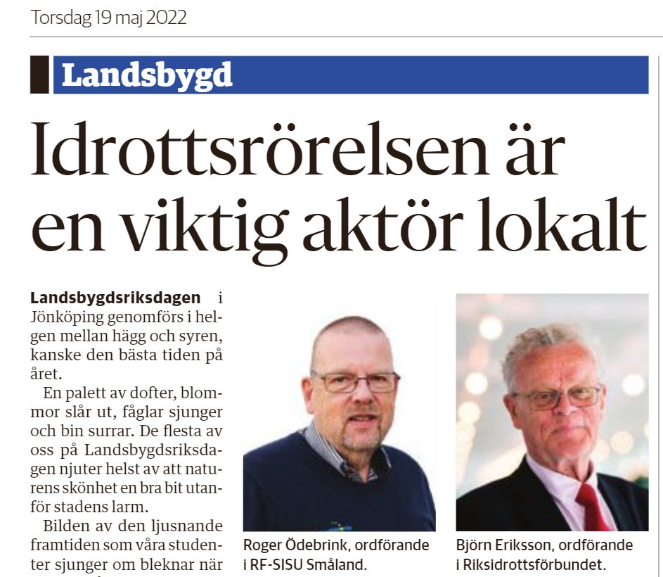 RFidrotten's tweet image. Förutsättningar för idrotten att vara en mötesplats i landsbygder inte minst för unga måste förbättras. Staten måste inrätta nationell anläggningsfond och stötta kommuner att modernisera slitna idrottsplatser o anläggningar Debatt @JonkopingsPost idag #svpol #landsbygsriksdagen22