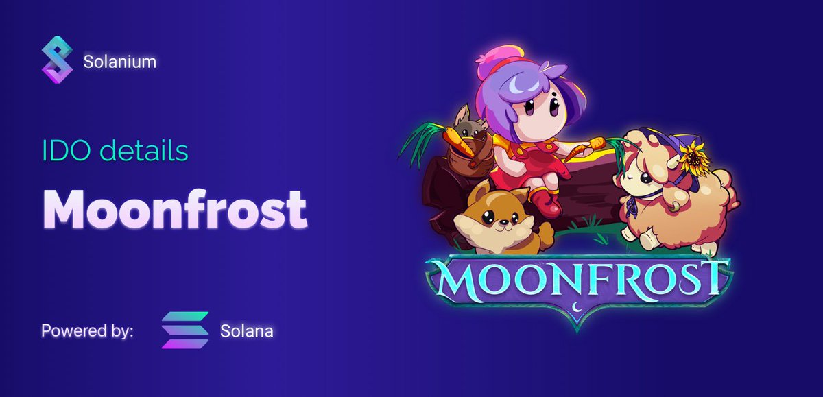 solanium_io's tweet photo. Launching @MoonfrostGame - IDO Guidelines 

Build an idyllic farm in a vast world of endless possibilities

IDO Guidelines ➡️https://t.co/dsUdqUog3l 

Whitelist Details
📅19/5/2022
⏲️12pm UTC

Definitely a project not to be missed! https://t.co/7YBU5FR2zL