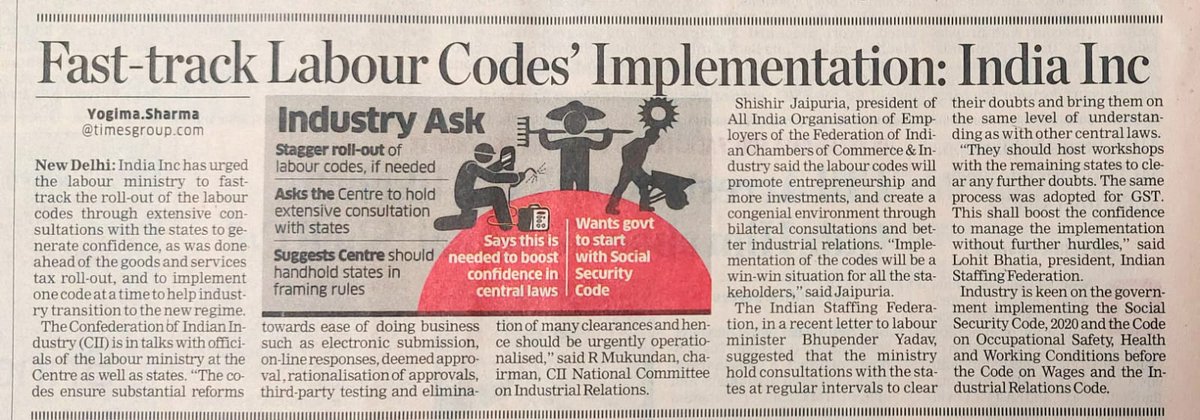 AlOE__India's tweet photo. Implementation of the codes will be a win-win situation for all stakeholder : Mr Shishir Jaipuria, President, All India Organization of Employers. #aioe
Read more at https://t.co/HrEd8vAW67 https://t.co/aWGZwQDpsb