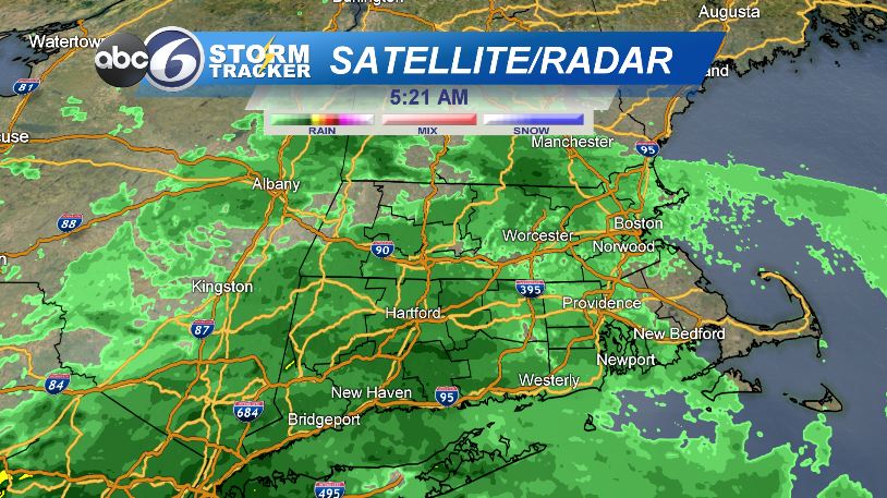 Light rainfall has overspread southern New England this Thursday morning. It's with us through the morning commute up until about midday. Once rain ends, look for cool temps, clouds, and patchy fog for the rest of the day. Improvements Friday, then hot &amp; humid this weekend!