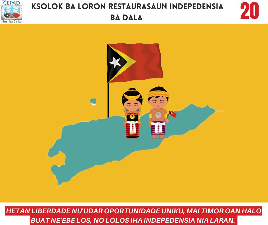 CepadL's tweet image. Ksolok loron Restaurasaun Independesia RDTL ba dala 20. #IndependenceDay #TimorLeste