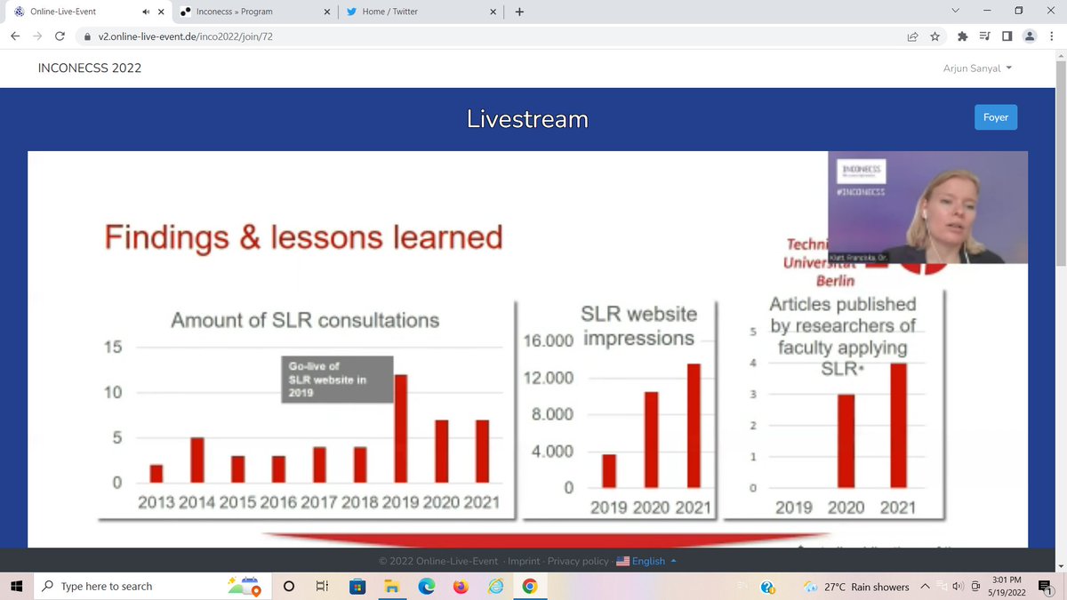 arjun_sanyal's tweet image. #INCONECSS Franziska Klatt on systematic reviews #SLR #ZBW @bibverband @breidlid @BII_news @franny1846