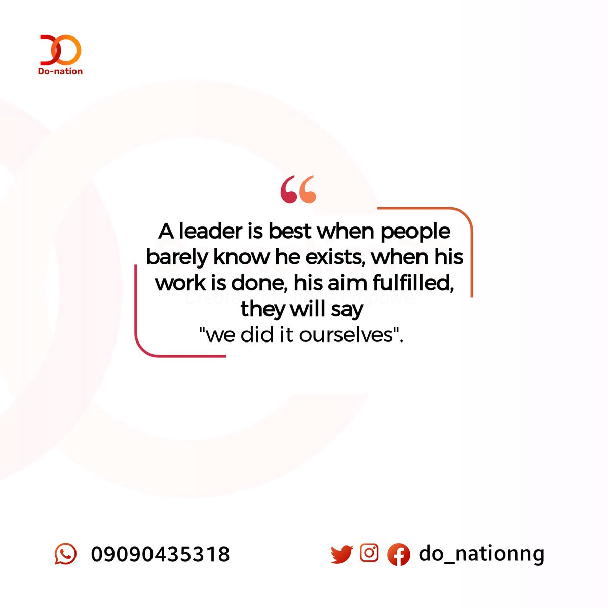 Do_nationfound's tweet photo. You manage things You lead #humantrain #ngo #undp https://t.co/zVet46HqNa