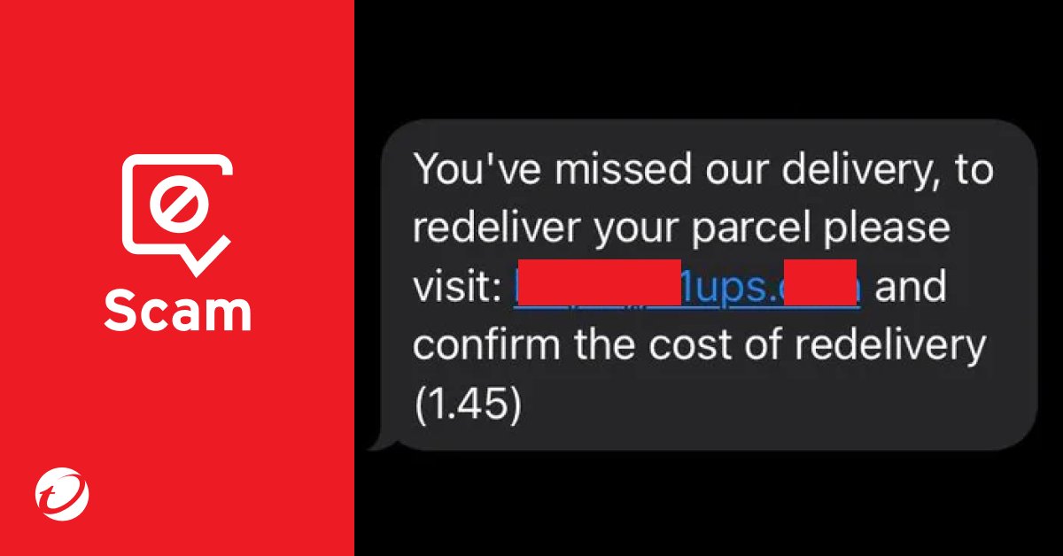TrendMicroHome's tweet photo. ⚠️ #UPS Package Scam Alert⚠️
👿: "You've missed our #delivery📦, to redeliver your parcel please visit..."
🚨It's a #scam! Don't click on the link❌
Check before you click using #TrendMicroCheck👉 https://t.co/15wcmkKcHk
#cybersecurity #infosec #phishing #money #parcel https://t.co/gnlHhhqxFE