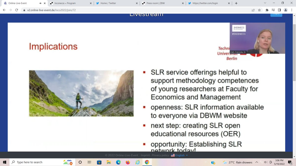 arjun_sanyal's tweet image. #INCONECSS Franziska Klatt on systematic reviews #SLR #ZBW @bibverband @breidlid @BII_news @franny1846