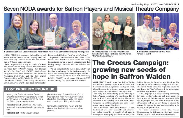 We are on page 5 of yesterday's Walden Local with our friends at <a href="/swmtcsaffwalden/">SWMTC</a> to celebrate the amazing win of our third NODA East Best Pantomime award in a row for Peter Pan. SWMTC won all 6 of their nominated categories. Get your copy now!