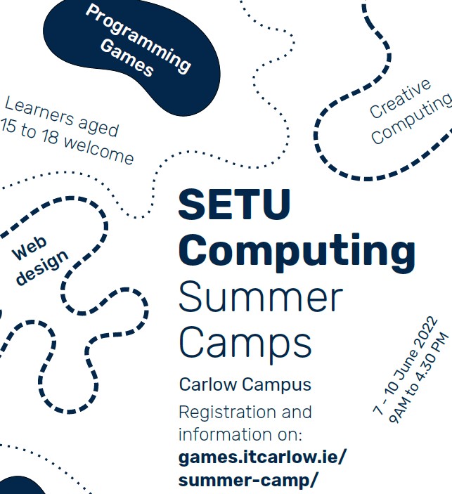 setuwomentechcw's tweet photo. 1⃣9⃣ days away from our Computing Summer Camps‼️ Starting June 7th on the Carlow Campus of @SETUIreland 

Open to secondary students in TY or above. Super opportunities to get 🅲🆁🅴🅰🆃🅸🆅🅴 with Digital Art, Cyber Security&amp;Programming Games. 

Book now: https://t.co/Jx47dTHBRb https://t.co/UTtdSkbQ5W