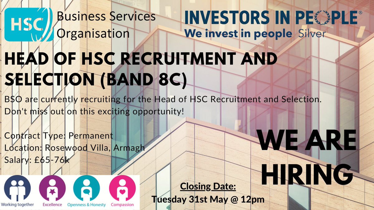 BSO_HR's tweet photo. WE ARE RECRUITING 📣 BSO are currently recruiting for the Head of HSC Recruitment and Selection. This individual will play a key role in the strategic development of the approach to Recruitment &amp; Selection across the Service. Interested? Apply here: https://t.co/6nr2di5tfc https://t.co/aQqN3yMLGu