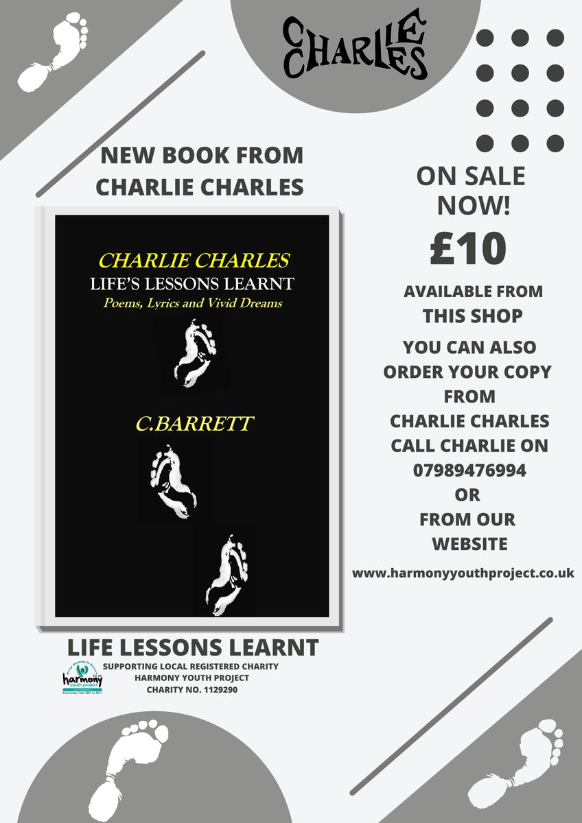 iamCharCharles's tweet photo. The debut poetry book by Charlie Charles is out now!
Buy "Charlie Charles: Life's Lessons Learnt" for £10 today! 🤩 
All proceeds go to @harmony_bolton and will allow them to set up a much needed counselling service for young people in Bolton 🥳🥰 https://t.co/M034jqItfg
