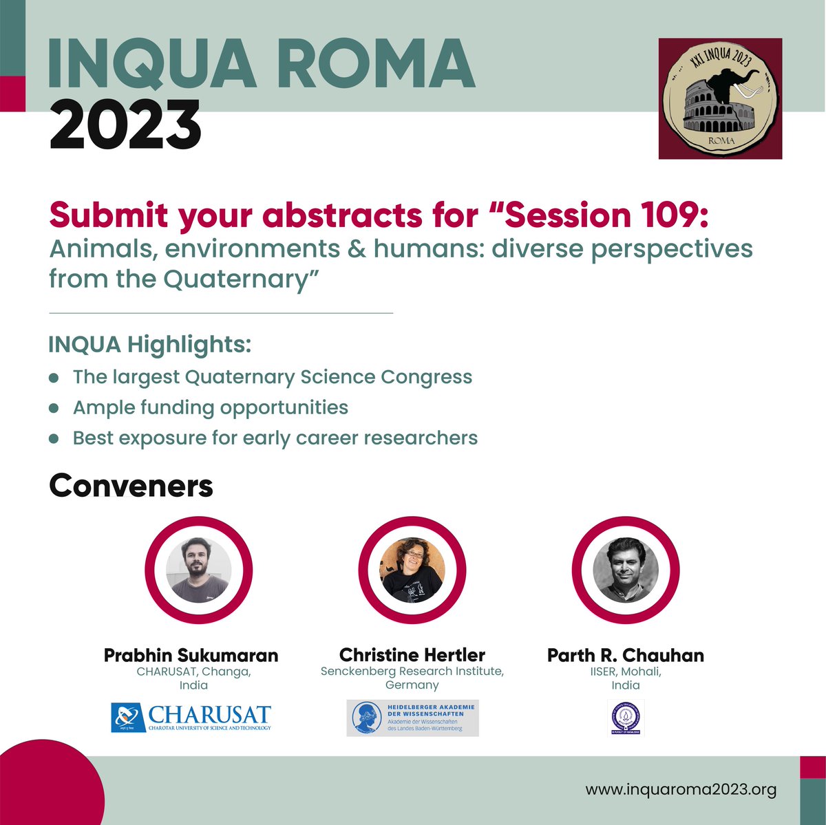 Rome calling!!!!! Stay Tuned.... Abstract submission open soon... @InquaRoma2023 @INQUA @INQUA_ECR @AOQRIndia @inquaindia2027 @PALCOM_INQUA #quaternary #climate #modernhuman