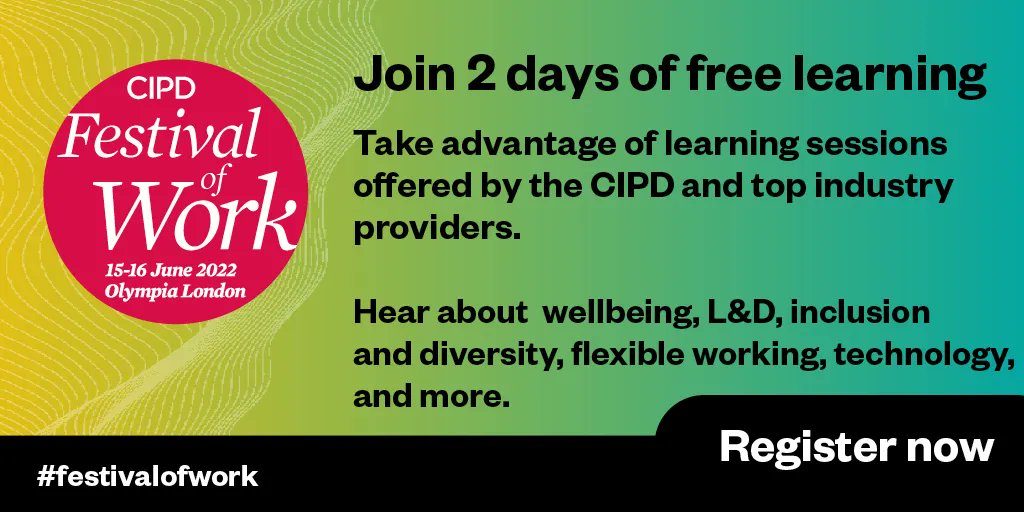 Connect with leading product &amp; service providers &amp; thousands of fellow festival-goers as you attend 50+ free learning sessions at the <a href="/CIPD/">CIPD</a> #FestivalofWork 

Get your FREE pass: buff.ly/3FSpyIR