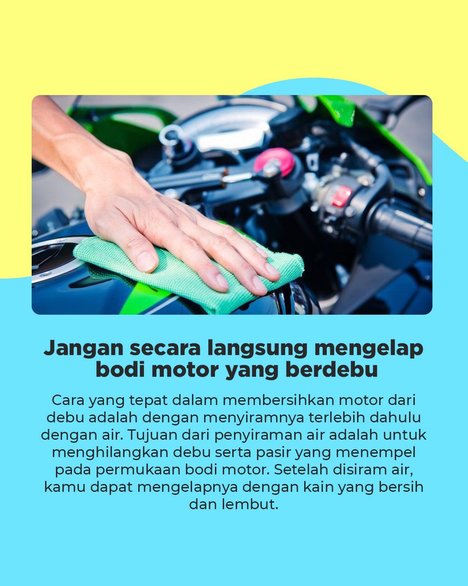 shineandco_'s tweet photo. Hi.. sobat shine and co!!👋🏽
Sedikit tips nih buat kalian untuk merawat body motor🛵
Biar motormu tetap kinclong dan terawat.
#shinewithus https://t.co/7jz4Po5awy