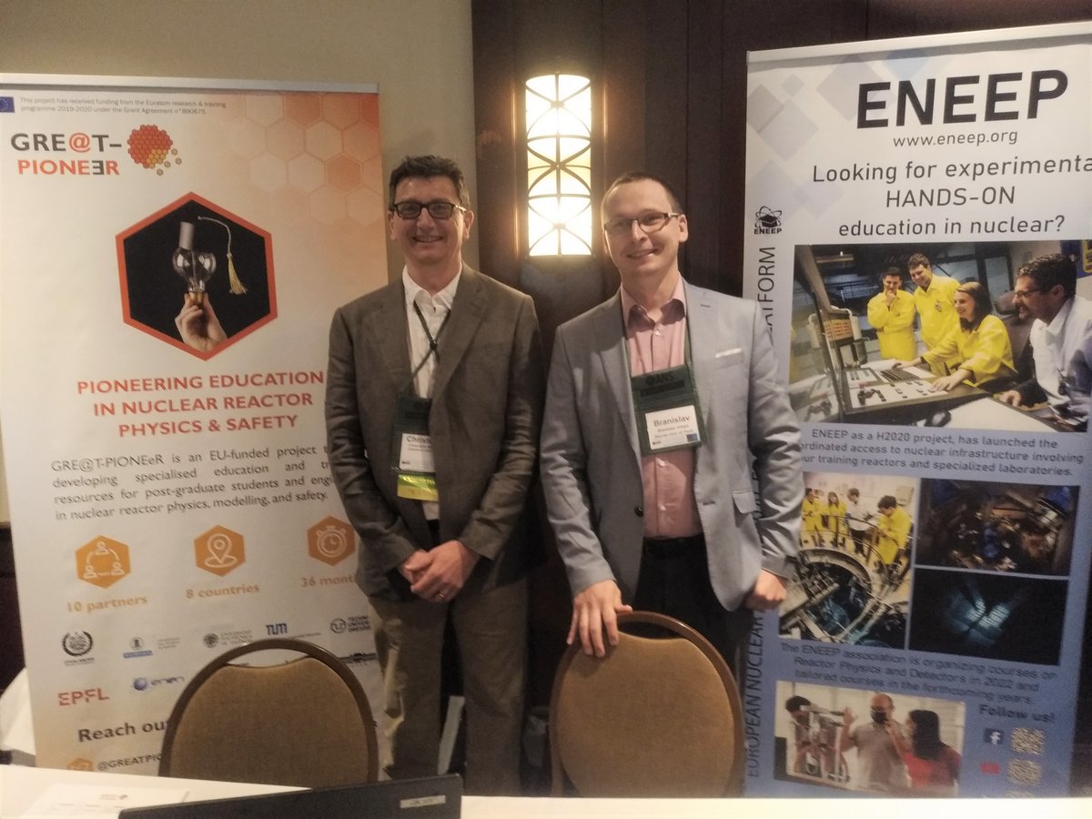 GREATPIONEeR_EU's tweet photo. Project partners, including coordinator @ChrisDemaz are on-site at #PHYSOR! 👋 Come say hello at our booth and catch the European Nuclear Experimental Educational Platform (ENEEP) there too!
#nucleareactor #physics #data #AI #nuclearsafety #education #Euratom #nuclear https://t.co/nzpkF1r988