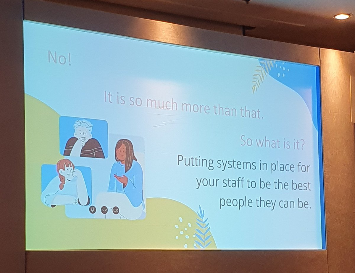 What is staff wellbeing? Putting systems in place so people can be the best they can be, says <a href="/nourishworkplce/">Nourish the Workplace - Kimberley Evans</a> Great keynote <a href="/OptimusEd/">Optimus Education</a> #oeHR conference #staffwellbeing