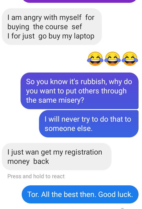 BigBasedChad's tweet photo. The affliction marketinf cycle: You pay 50k for a useless course that is supposed to teach you how to make 7 figures weekly. After reading it and you discover it is useless, you start looking for another mugu to buy your own course so you recover your money 🤣 https://t.co/v3AGzP2uT1