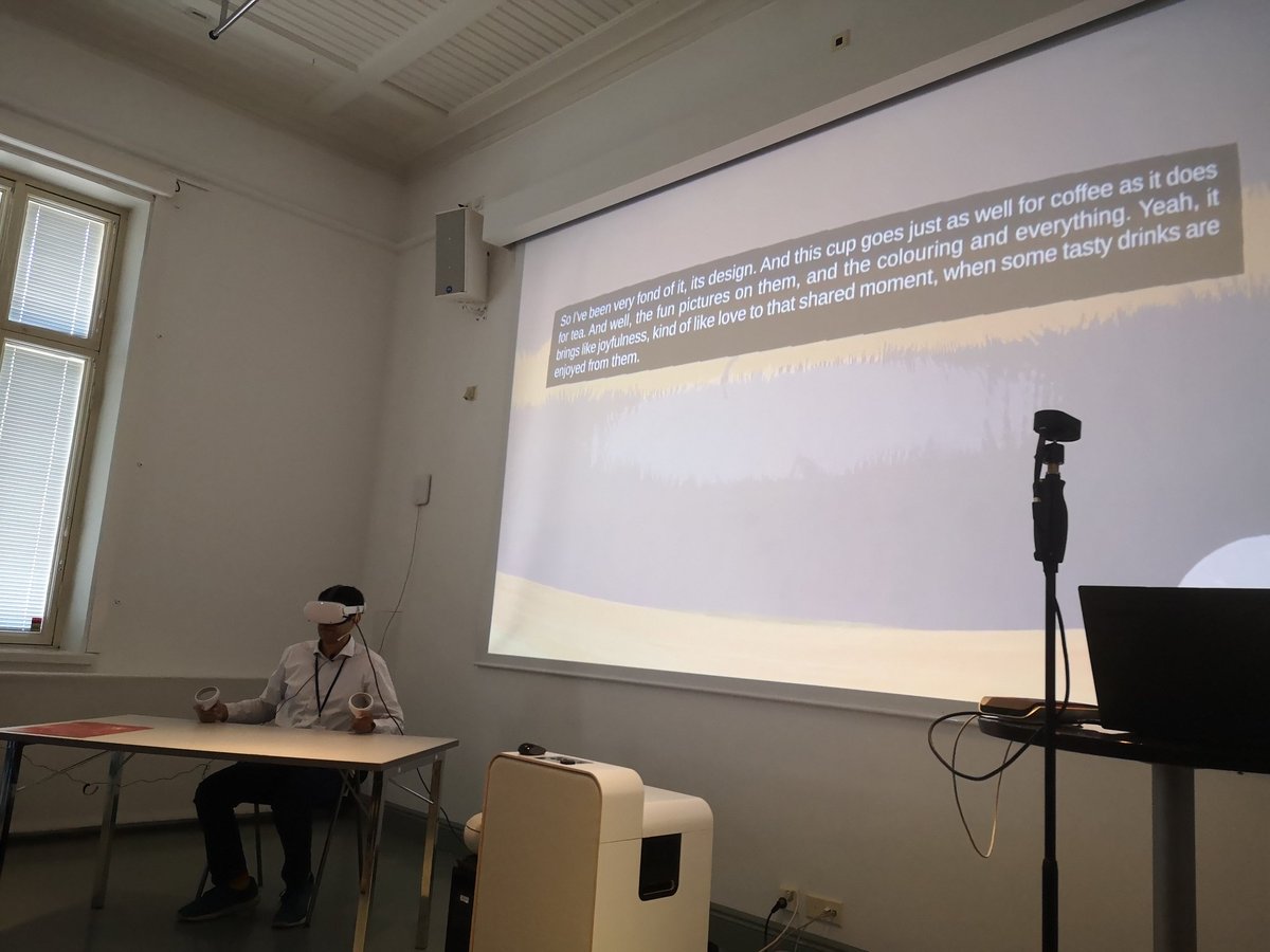 SpiceH2020's tweet photo. Gautam Vishwanath demonstrating the @SpiceH2020 VR pop up museum at today's seminar, which allows participants to add personal stories to objects, developed by @DesignmuseoFI and @AaltoUniversity
#CitizenCuration https://t.co/oBBCjXEY5q