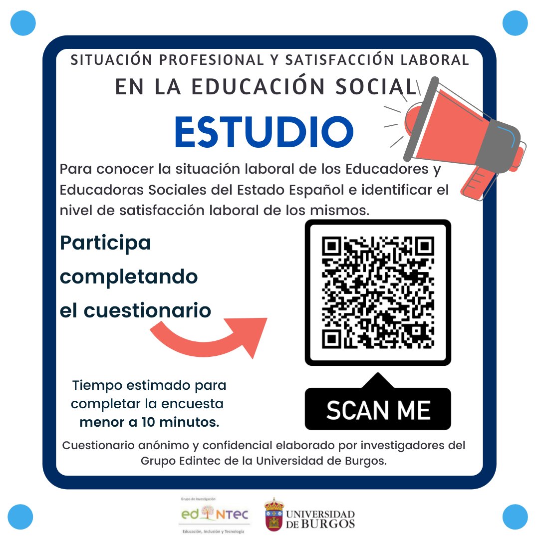 Alexburgos87's tweet photo. Estamos realizando un estudio sobre satisfacción laboral en #EducaciónSocial
¿Eres educador/a social? ¿Quieres ayudarnos?
Responde el cuestionario en el siguiente enlace https://t.co/BJer8vpZRJ o en el código QR de la imagen. Difunde y participa https://t.co/Y50sYTFnJb