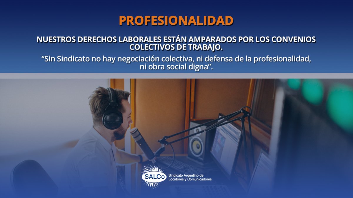 SALCoLocutores's tweet photo. 💪Seguimos juntos en todo momento por los derechos de los locutores y comunicadores argentinos.🎙
La profesionalidad por delante. Ayudanos a ayudarte!
📢Están respetando tus tarifas? Te escuchamos!
#salcosindicato #profesionalidad #derechosdetrabajo #transgresiones https://t.co/CzIKVJ15lt
