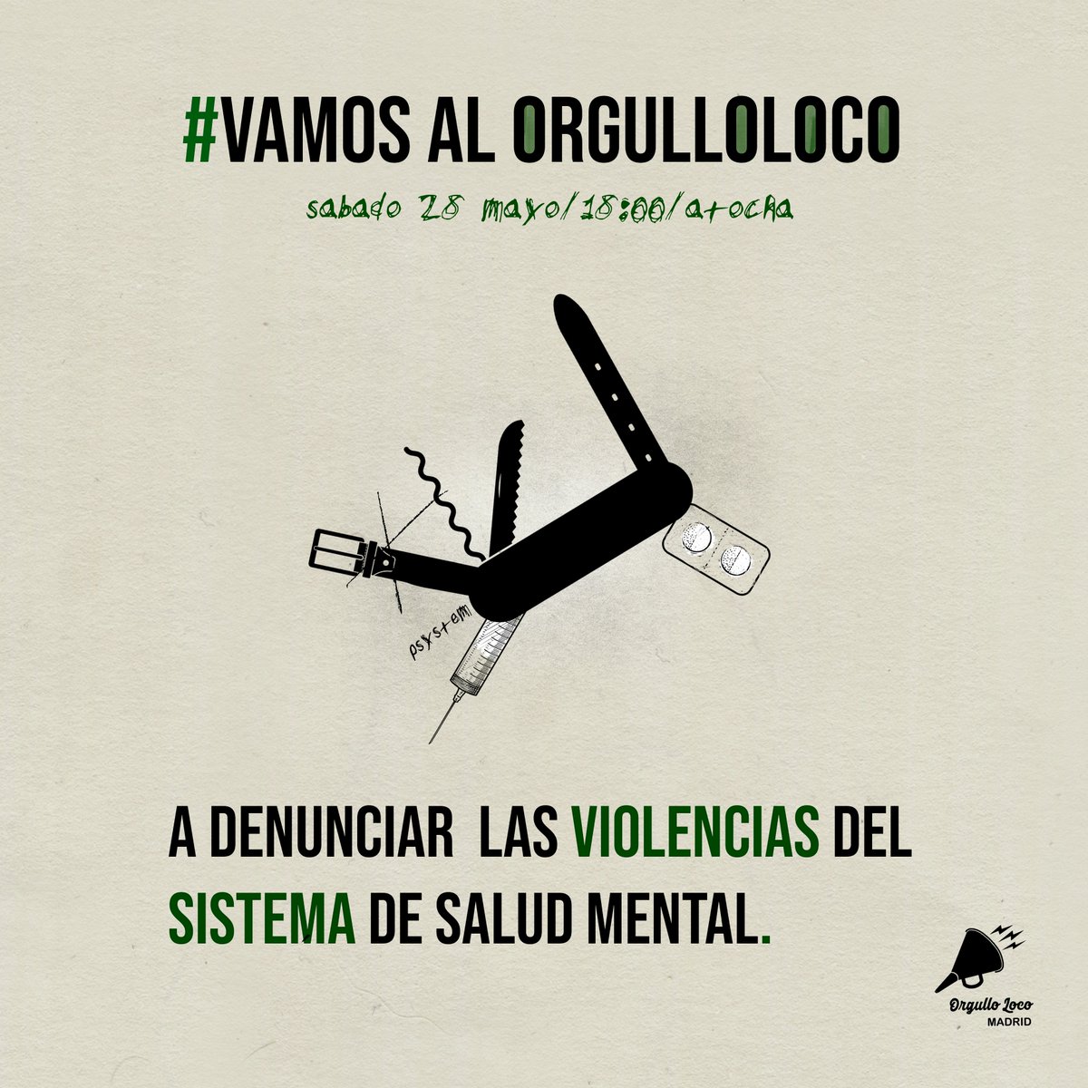 Vamos a enloquecer las redes para que nadie se quede sin enterarse de que el próximo sábado 28 de mayo a las 18:00 celebramos el V Orgullo Loco. 🔥📣 #VamosAlOrgulloLoco #EnloquecerLasRedes