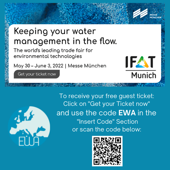 water_ewa's tweet photo. ⏳ #IFAT2022 is just around the corner.

Have you booked your free guest ticket yet?

It´s simple, use the code EWA and redeem your ticket to come visit us!

👉https://t.co/nnO3NkCMWe

#EWAIFAT2022

Make sure you download our program: https://t.co/PEYe9RwHES https://t.co/UUzNHIGwKX