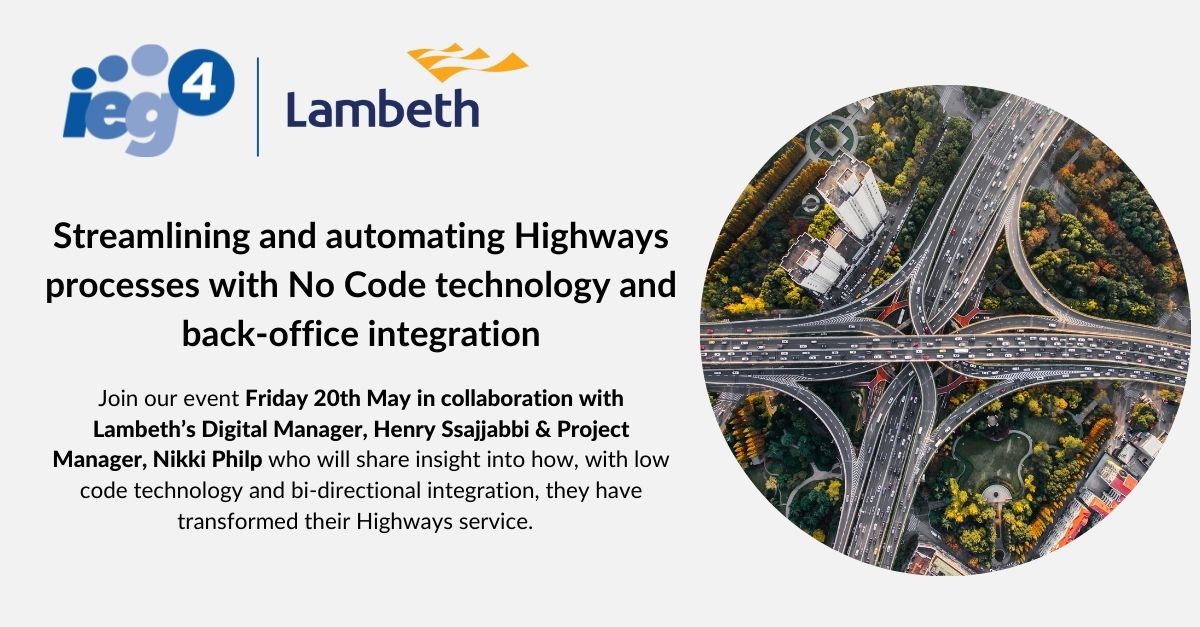 IEG4's tweet photo. In collaboration with IEG4, @lambeth_council created a smart, dynamic, #digital form to streamline and automate Highways processes within the council. The form was built using IEG4’s #NoCode form building solution, #eDesigner. Join us & find out how https://t.co/1tTOmryogp https://t.co/UKHa40QN40