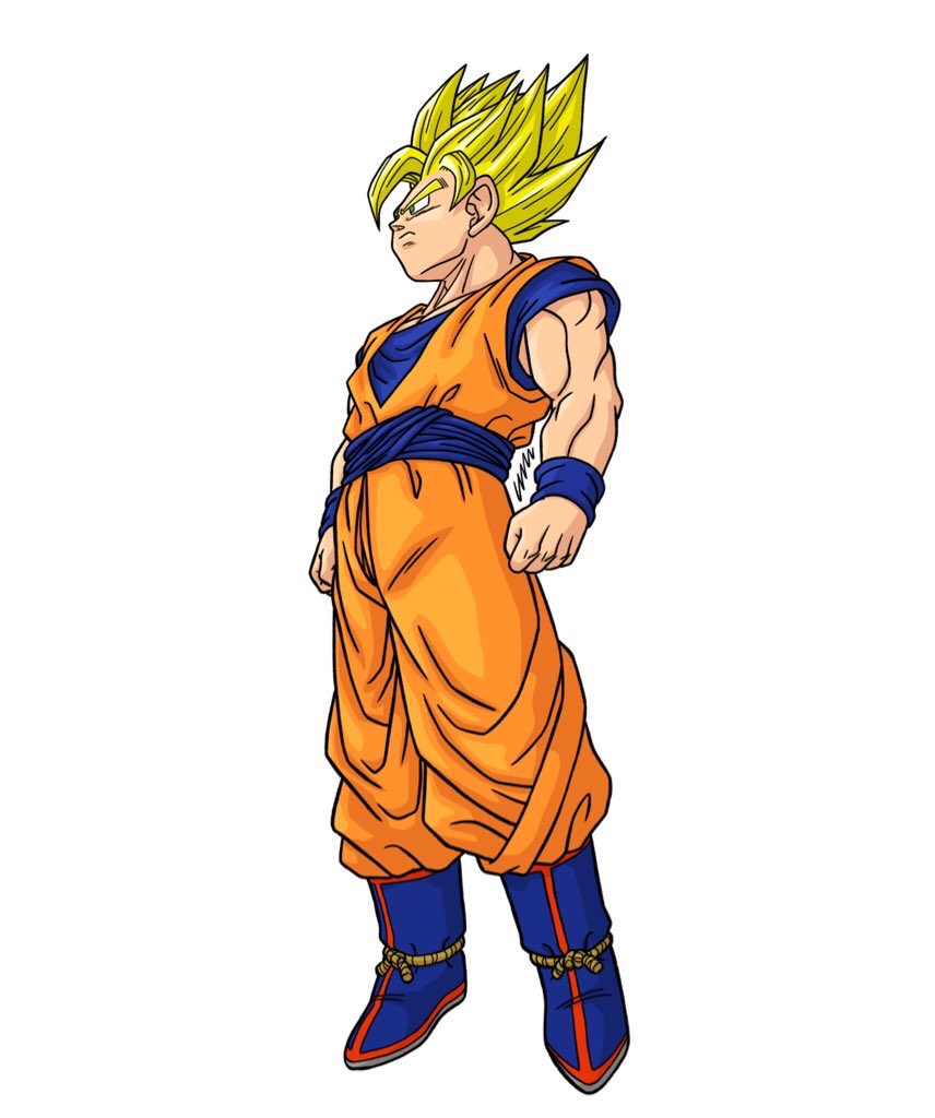 son goku 1boy male focus super saiyan solo blonde hair dougi white background  illustration images