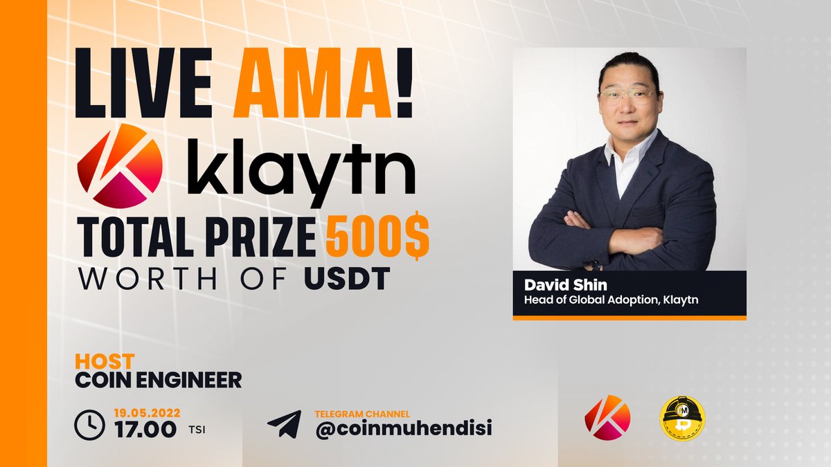 coinmuhendisi's tweet photo. 500$ Değerinde $USDT Ödüllü #Klaytn ile AMA etkinliği düzenliyoruz.

AMA Tarihi : 19 Mayıs 17.00

10 soru ödüllendirilecek. Twitter(5) - Telegram(5) 

🔽Kurallar:

Takip Et
@coinmuhendisi
+
@klaytn_official
+
@paramuhendisim

▶️Beğen,Retweet

▶️Soru Sor 2 Arkadaşını Etiketle ✅ https://t.co/R7hAp0k6ve