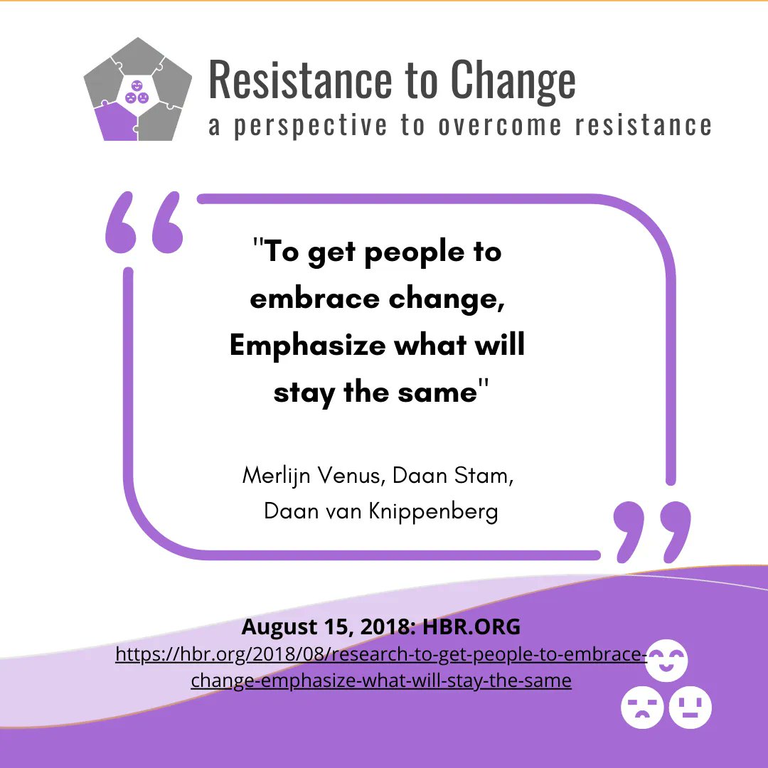 LeanChangeOrg's tweet photo. “To Get People to Embrace #Change, Emphasize What Will Stay the Same” 

Read the complete perspective at 
https://t.co/VHsXHk9V27

#leanchange #perspectivesofchange #changemanagement #agile #futureofwork #hr #leadership #innovation #management #modernchange #changeagility https://t.co/s7arstc2X5