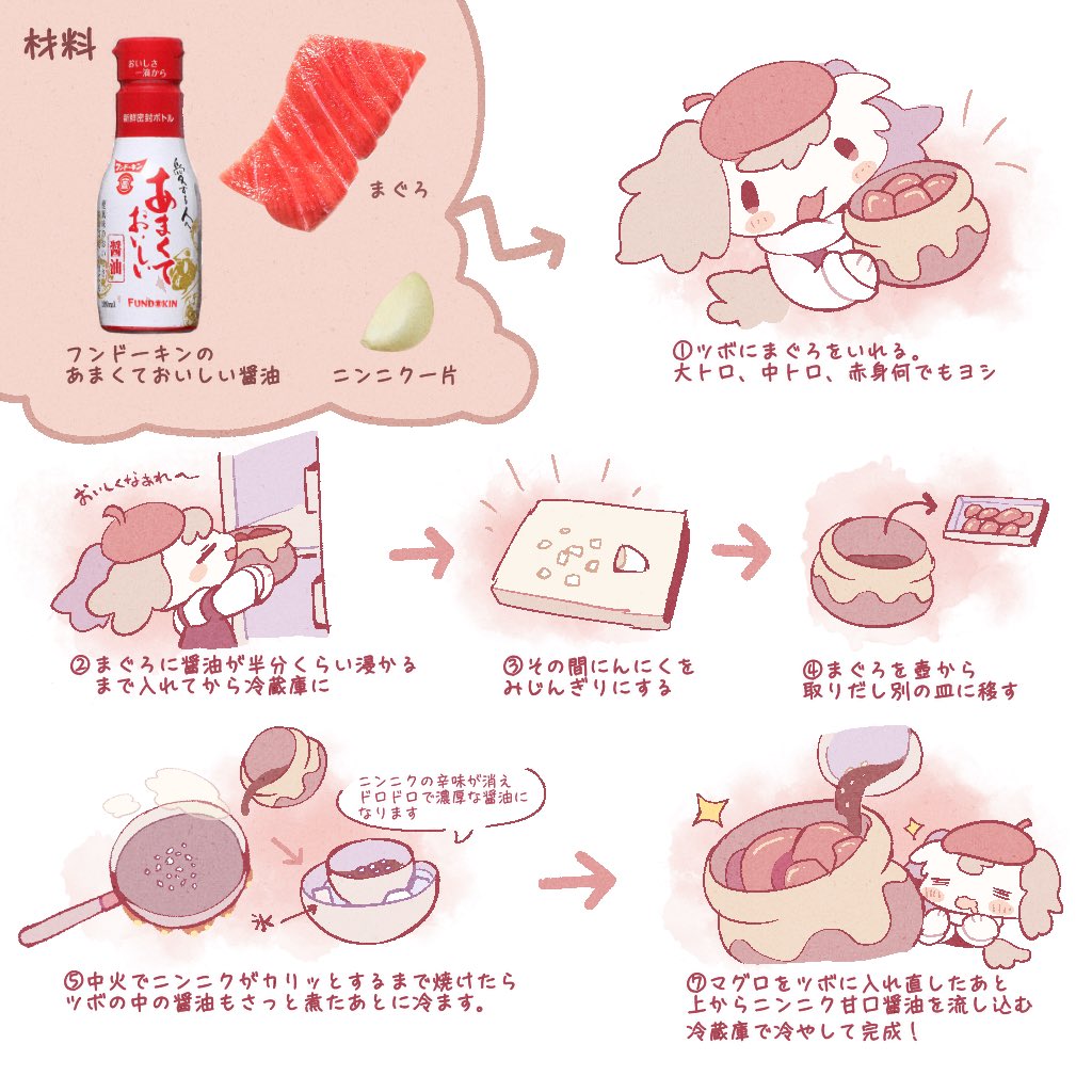 まぐろ食堂まりんのまぐろの壷漬けカルビがおいしすぎて自分で作ってみました。レシピ!食べ終わった後のタレをご飯に乗っけて食べる違法行為もなんとおうちでできちゃいます。でも!作る前に!一度食べに行って!!!! 