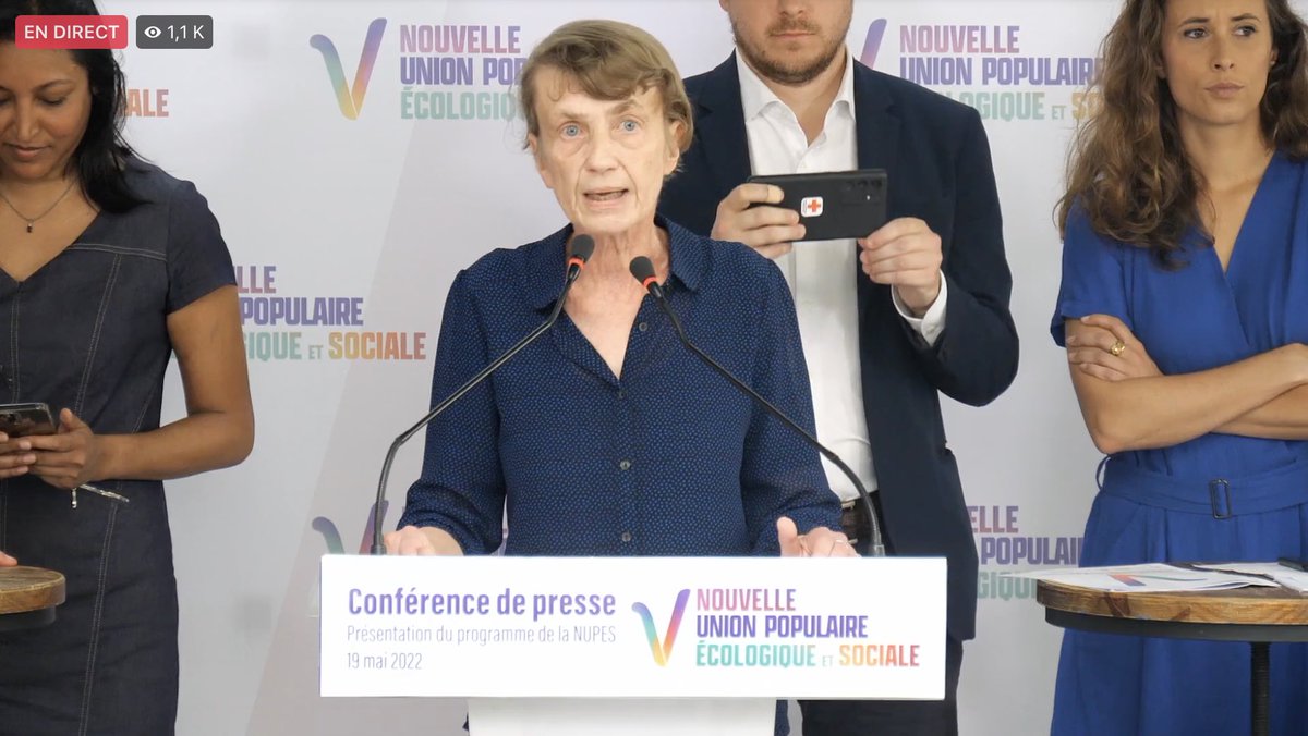 Anne Joubert à la présentation du programme de la #Nupes : « Nous sommes convaincus à G.s qu’il n’y a pas de gauche sans écologie, ni d’écologie sans social. Ce sont les pauvres qui souffrent des conséquences du dérèglement climatique pour se nourrir, se loger et travailler » 1/3