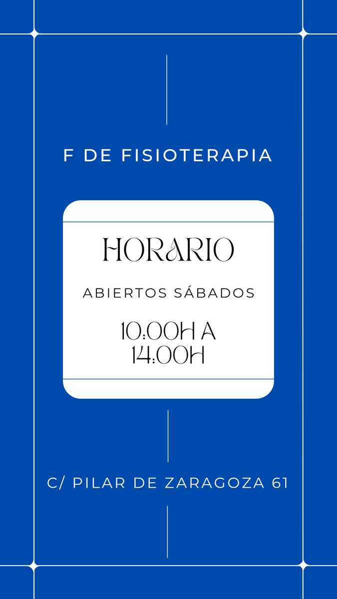 En F de fisioterapia nos adaptamos a ti y a tus horarios.

¡Reserva bajo cita previa! 

📲 623186757
🌐fdefisioterapia.es