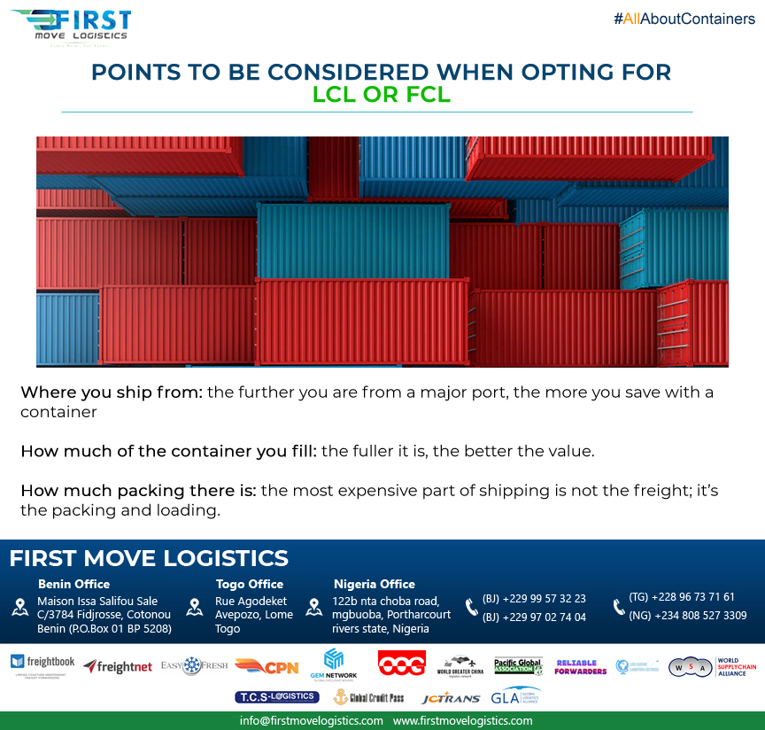 FirstMoveLog's tweet photo. Points to be considered when opting for LCL OR FCL
#firstmovelogistics #allaboutcontainers https://t.co/u8nXOJPlFQ