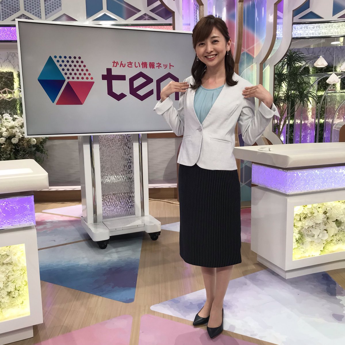 きょうは #中谷しのぶ キャスターの 衣装を紹介🌟 💡ポイント💡 暑い1