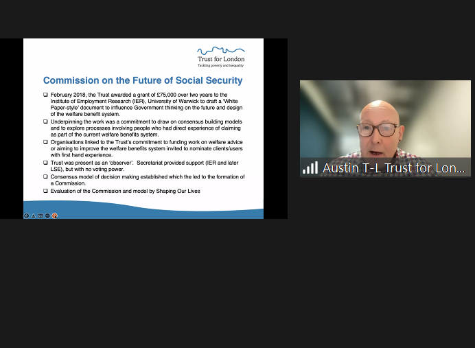 LondonFunders's tweet photo. The 2nd session of today's #LdnLearnFest is with @trustforlondon who are sharing learning from their recent Commission on Social Security, which is comprised of current &amp; recent claimants with personal experience of the welfare benefits system

Follow this 🧵for more reflections https://t.co/wsc9NRxrMG